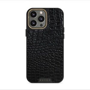 Burga Élite Black Crocodile Texture Phone Case, iPhone 14 Pro